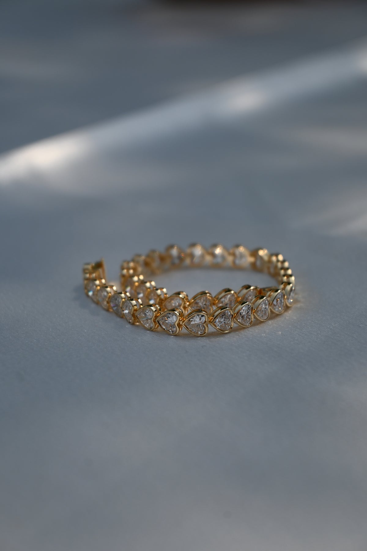 9.5ct Heart Tennis Bracelet in Bezel Setting
