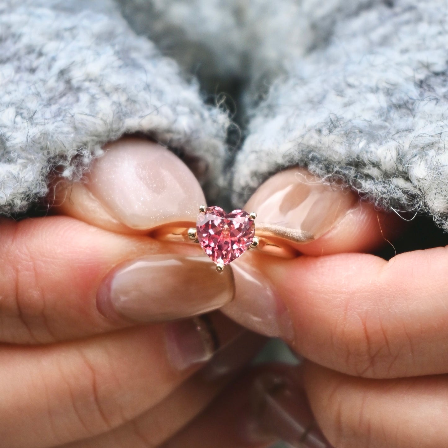 Two-way Heart Pendant Ring