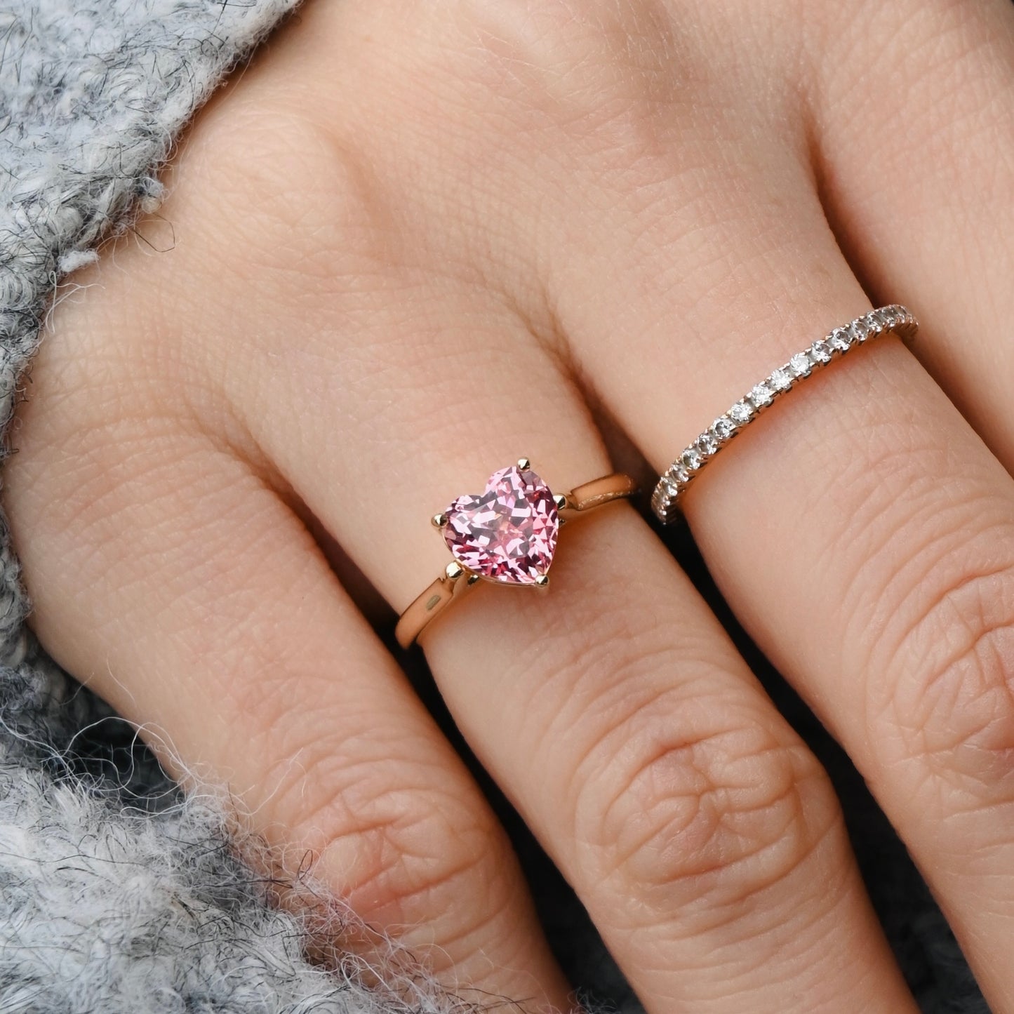 Two-way Heart Pendant Ring