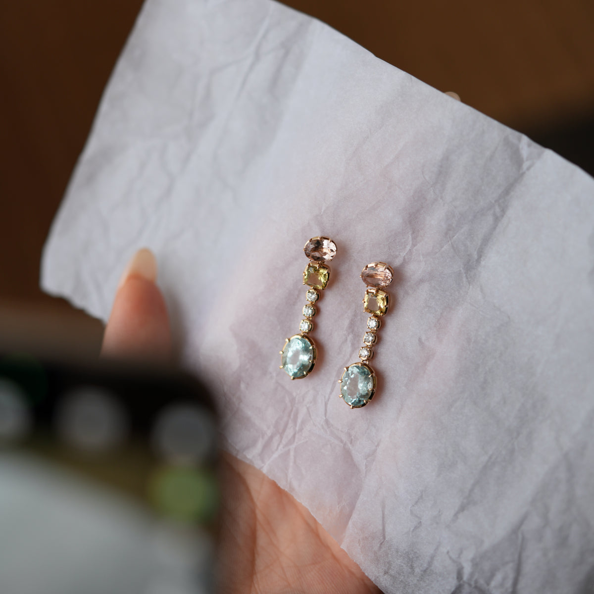 Multicoloured Tourmaline Drop Earrings
