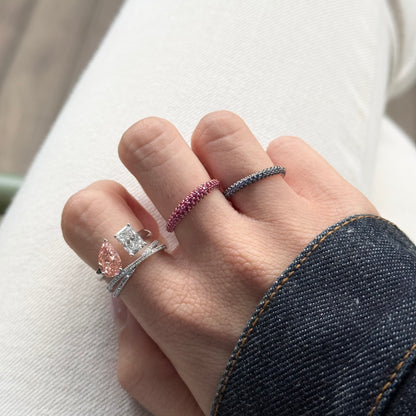 Fancy Vivid Pink Pear & Radiant Diamond Toi et Moi Ring