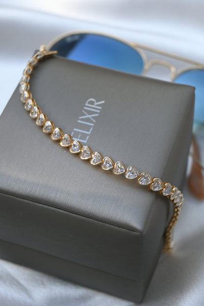 9.5ct Heart Tennis Bracelet in Bezel Setting