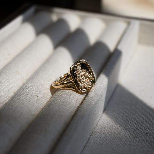 Signet Ring with Family Crest and Diamonds