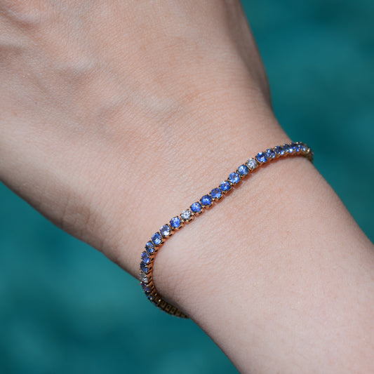 Ceylon Sapphire Tennis Bracelet with Diamonds